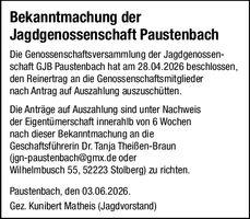 Einladung Genossenschaftsversammlung
