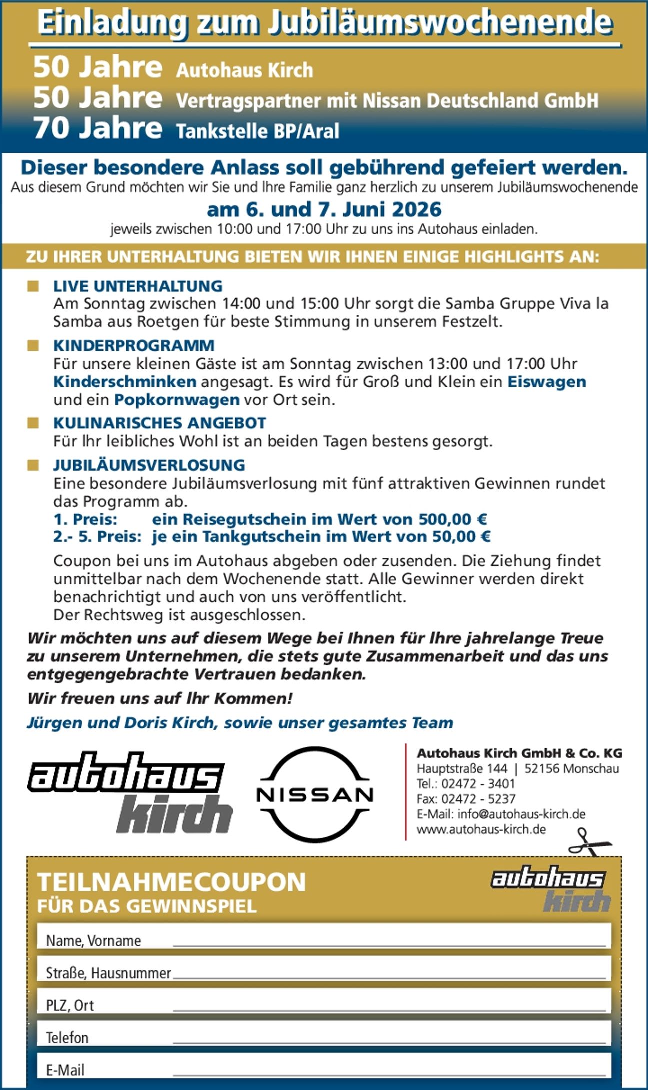 Einladung zum Jubiläumswochenende 