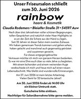 Unser Friseursalon schließt zum 30.6.