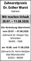 Praxisurlaub