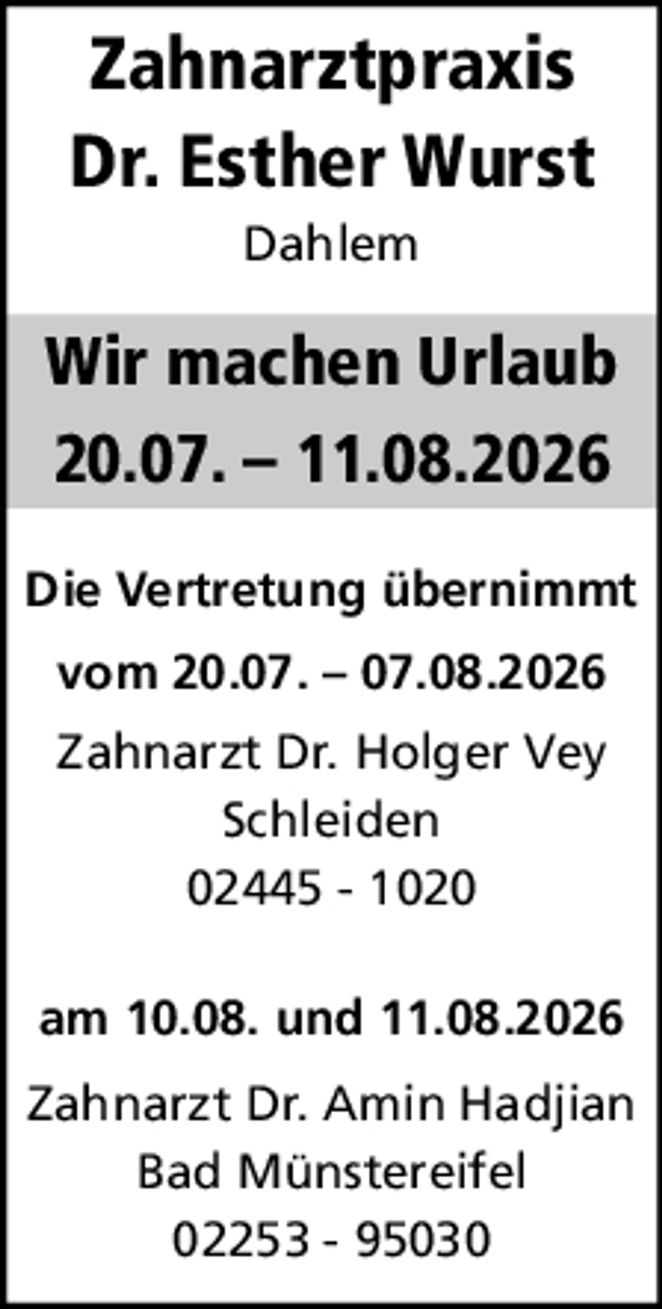 Praxisurlaub