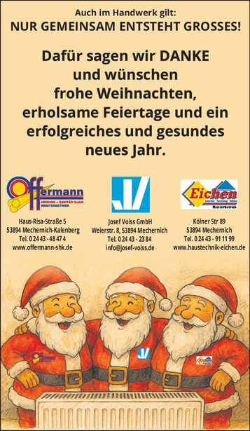 Weihnachtsanzeige Eichen-Voiss-Offerman