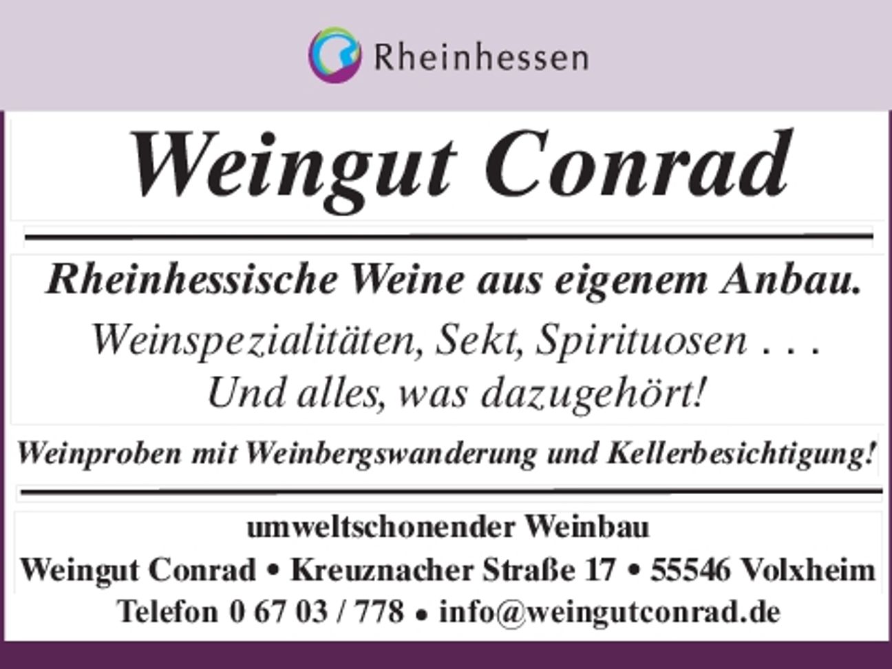 Rheinhessische Weine aus eigenen Anbau