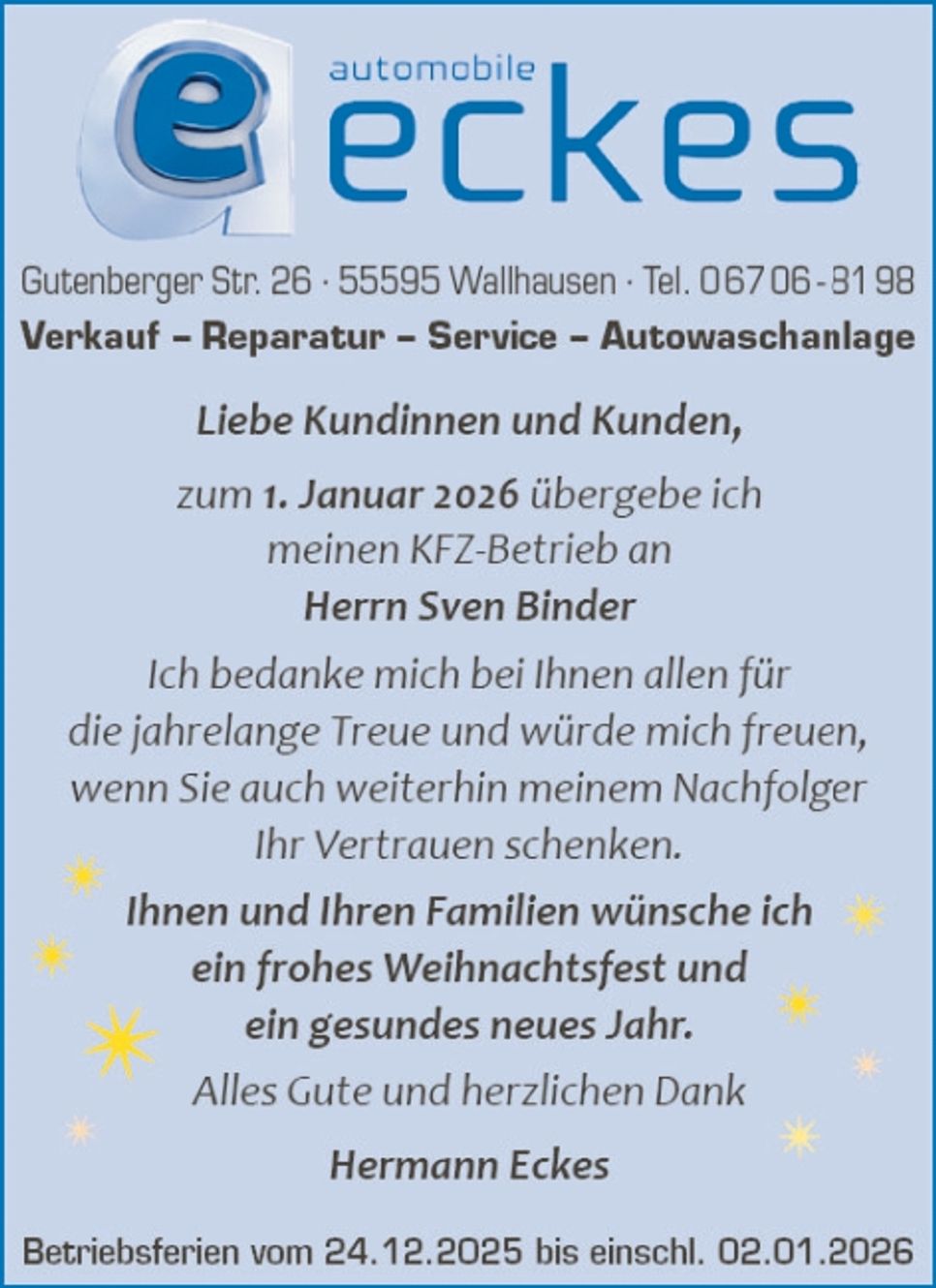 Liebe Kundinnen und Kunden