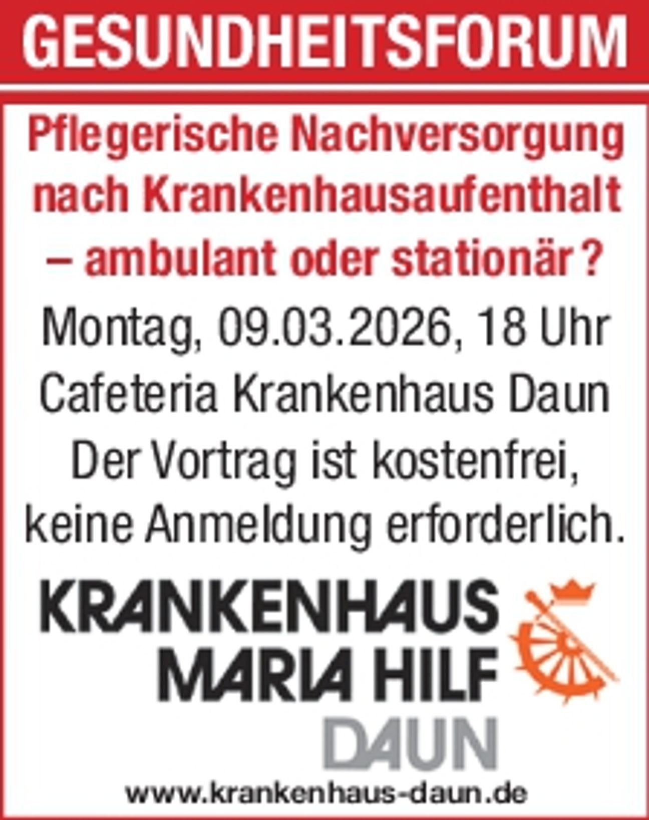 Titelanzeige Gesundheitsforum