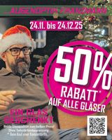 50% Rabatt auf alle Gläser