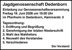 Genossenschaftsversammlung 19. Juni 