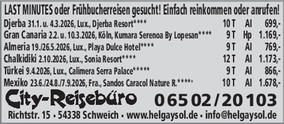 Frühbucher Schnäppchen 