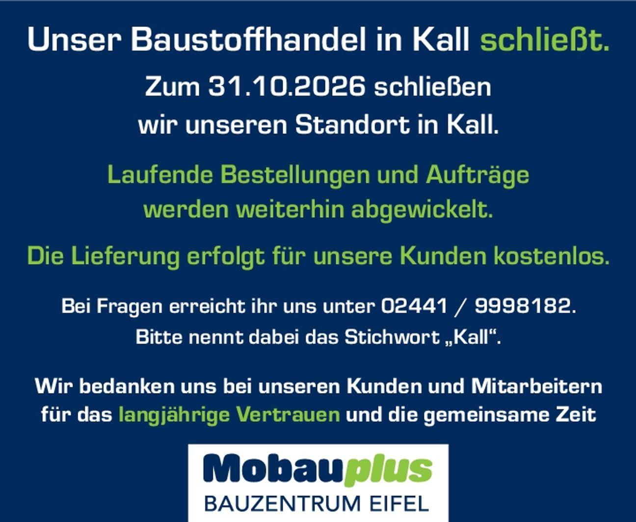 Wir schließen
