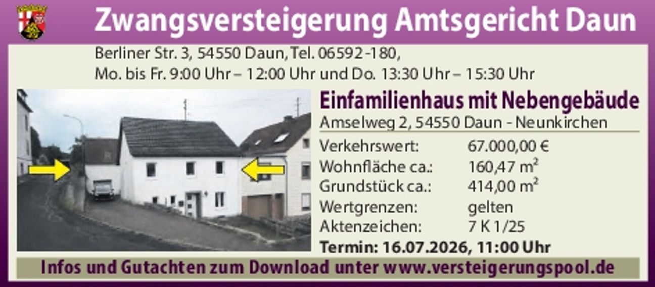 Zwangsversteigerung Juli 2026