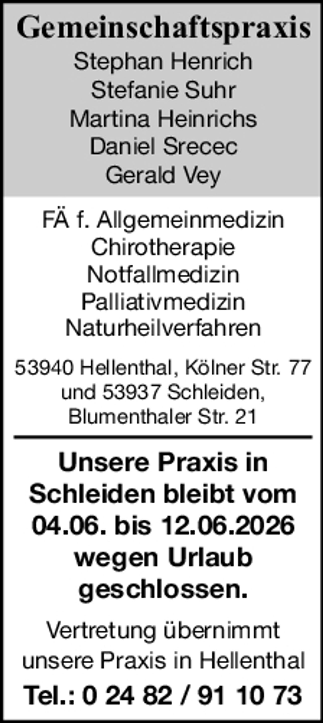 Praxisurlaub