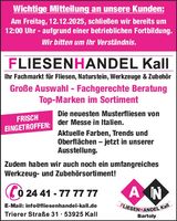 Am Freitag, 12.12.2025, schließen wir be