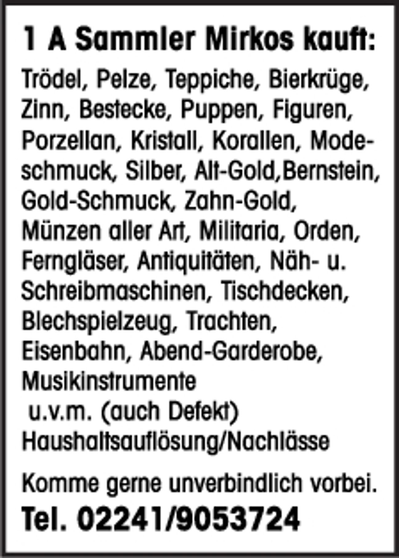 1 A Sammler kauft