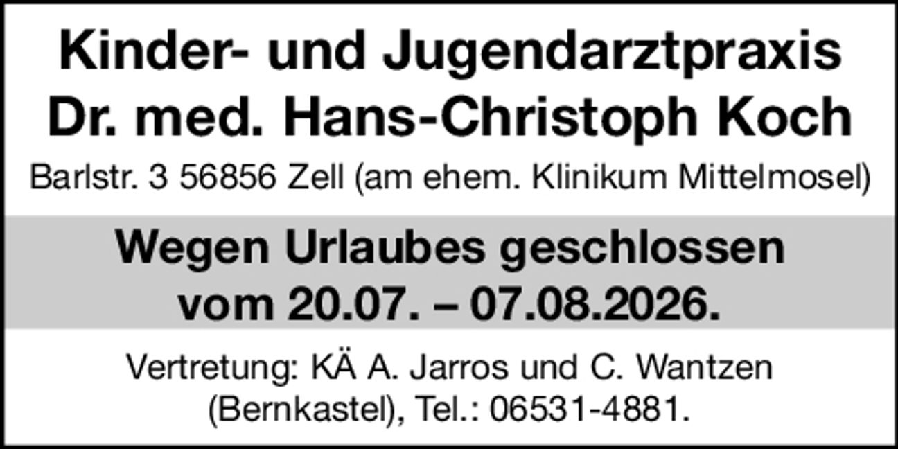 Urlaubs Anzeige