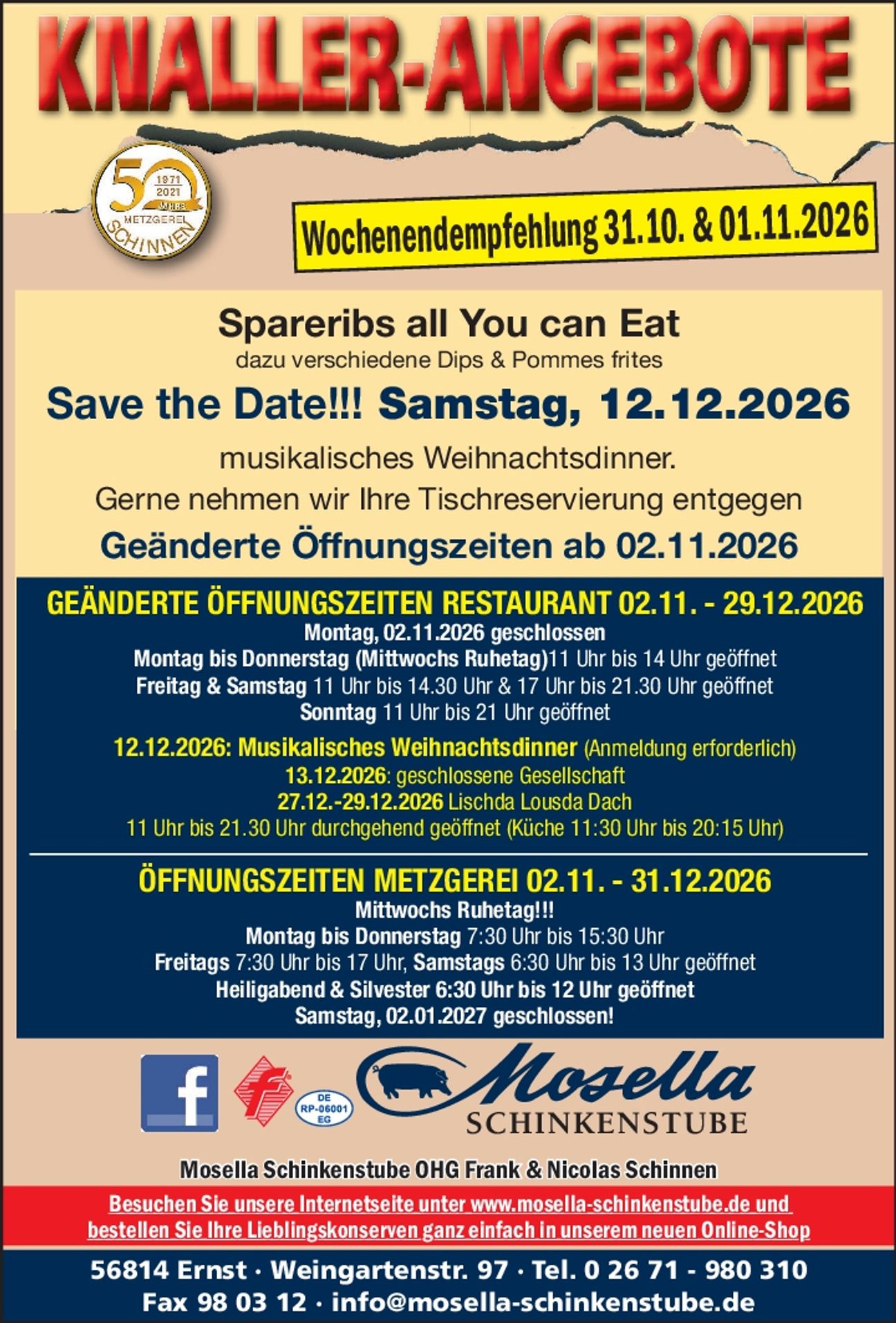 Angebote KW 44 /Öffnungszeiten