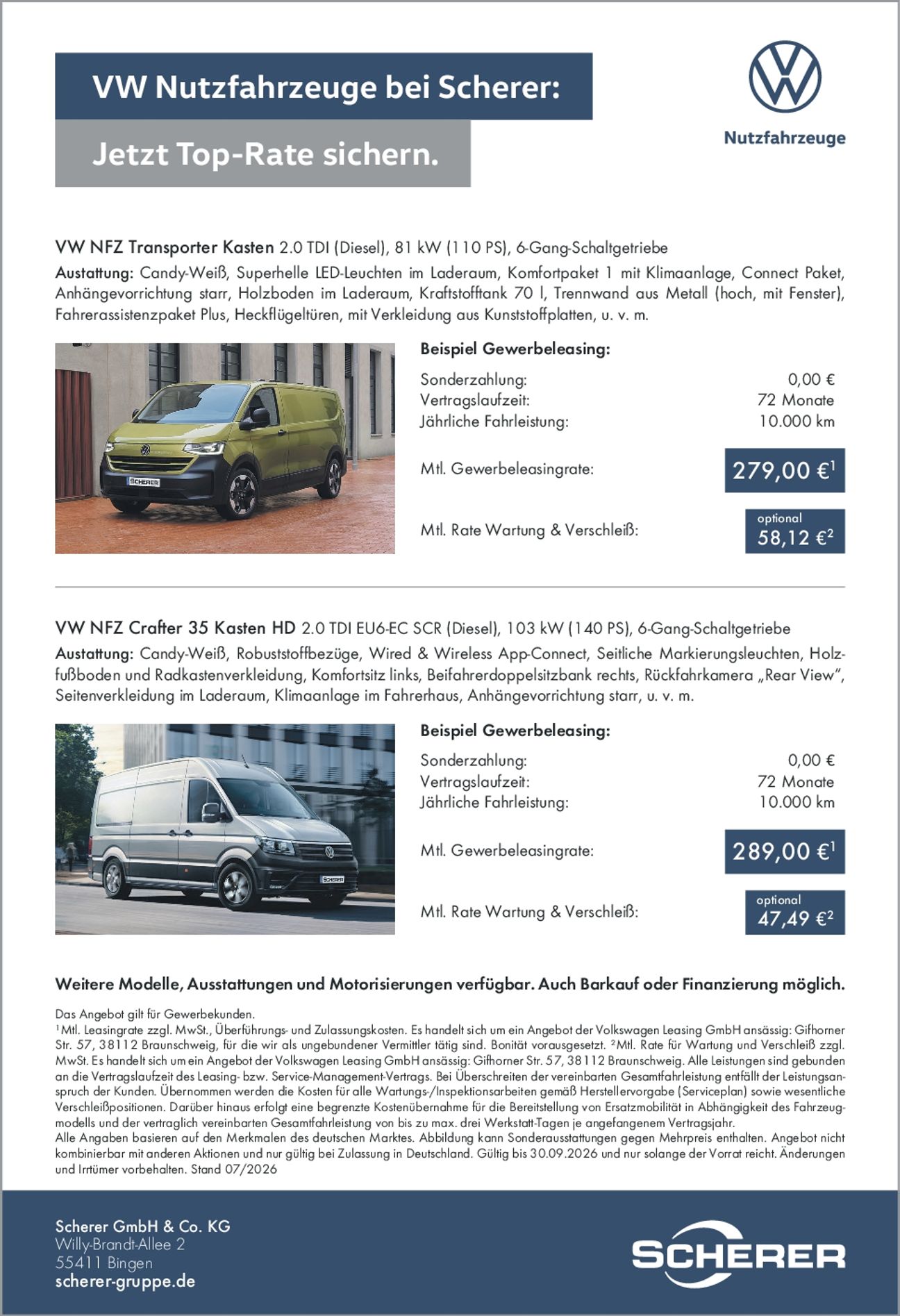 VW Nutzfahrzeuge bei Scherer