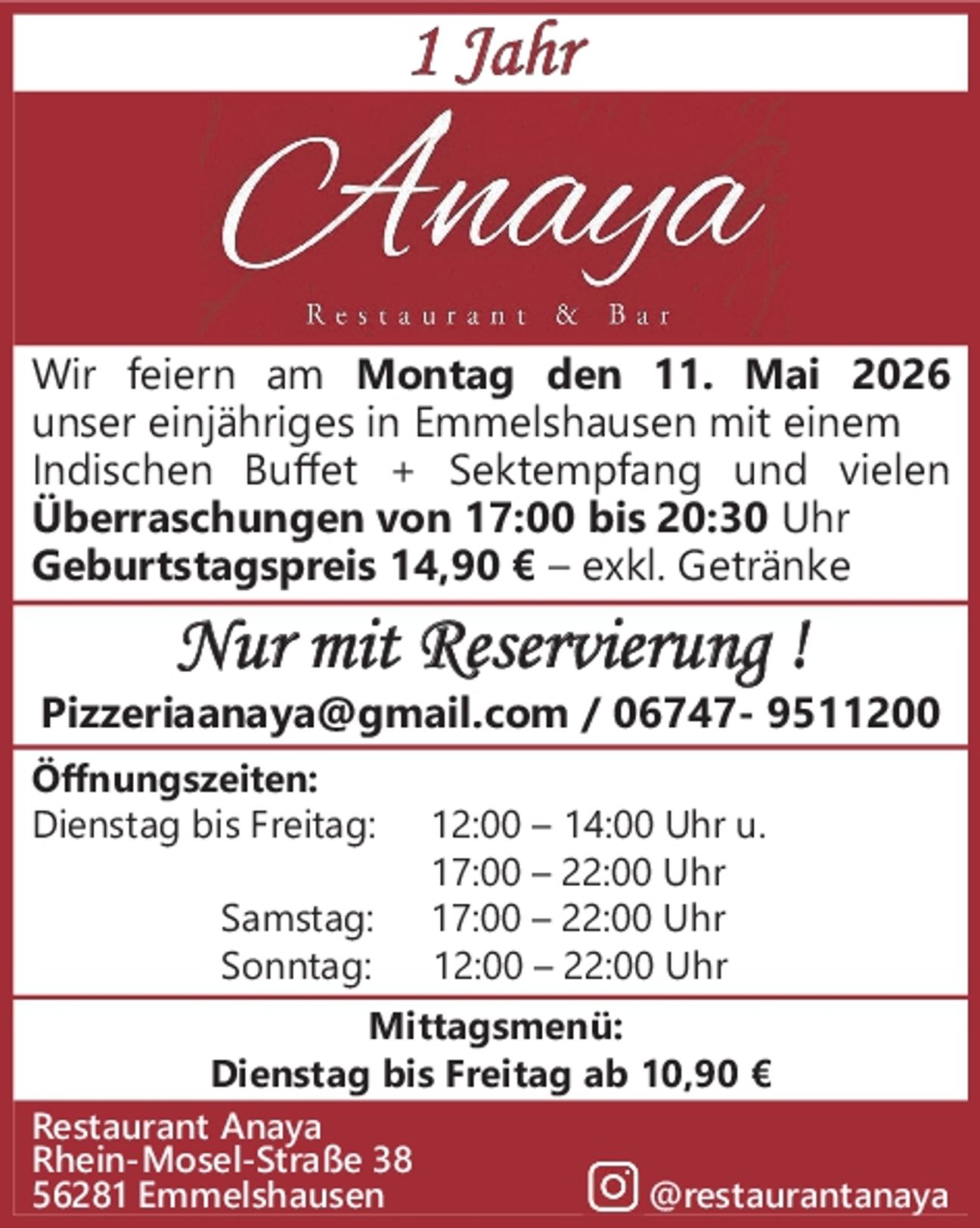 1 Jahr am 11. Mai 