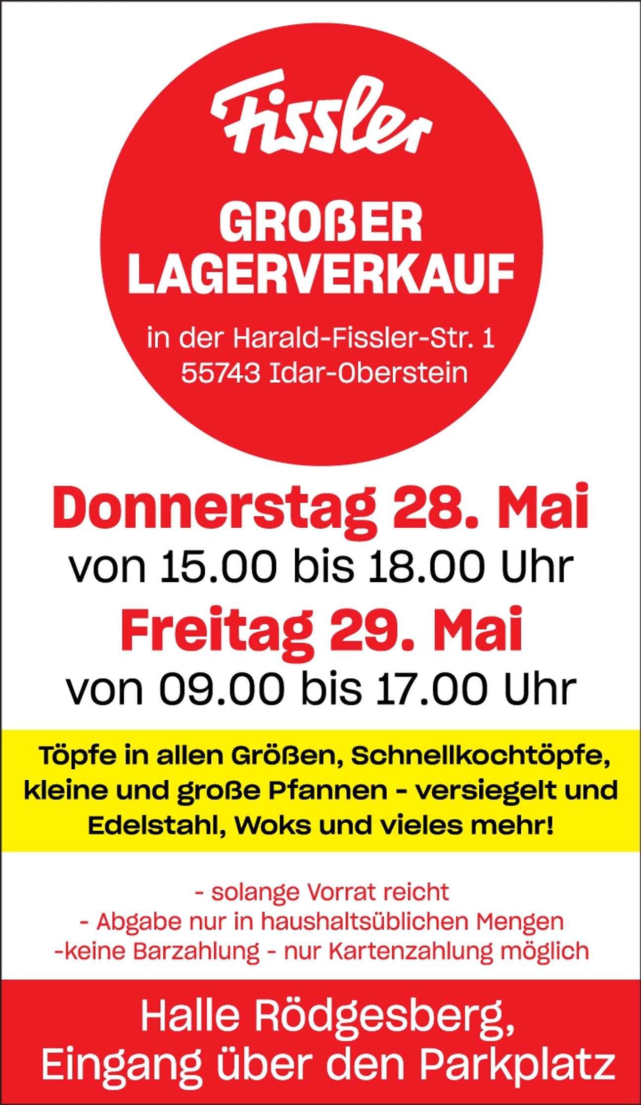 Großer Lagerverkauf 28.29. Mai