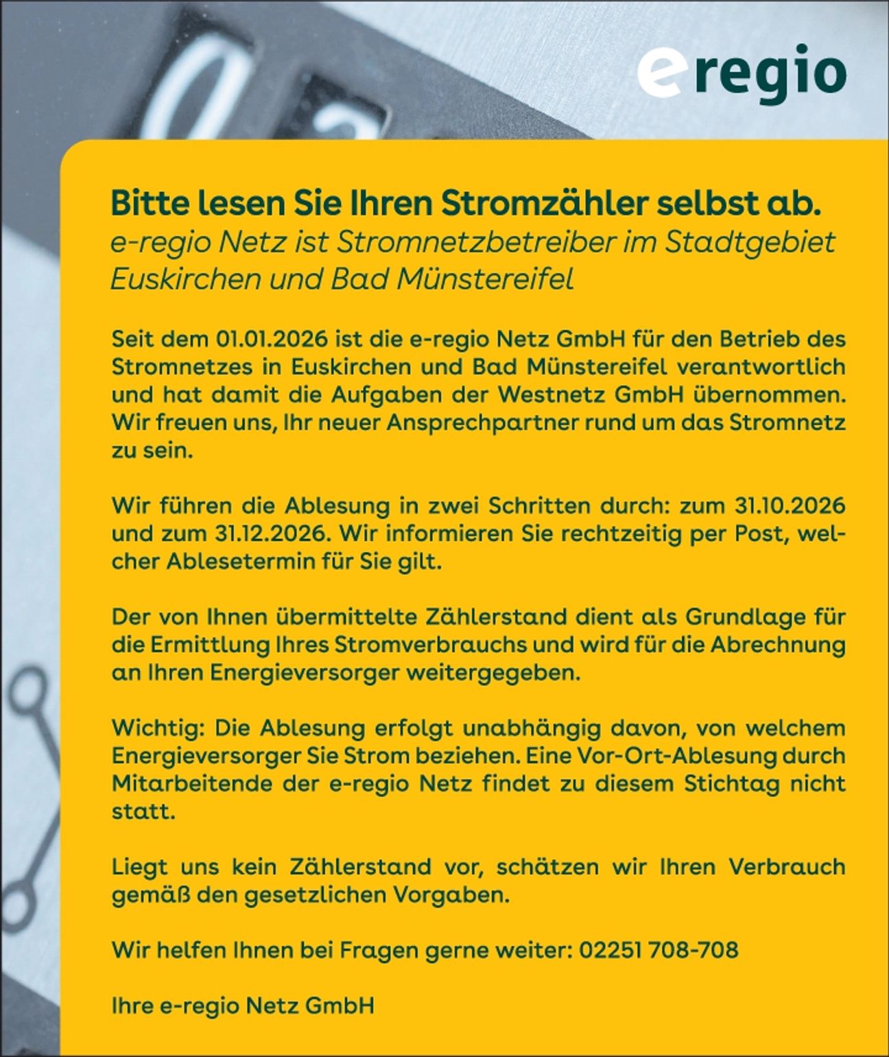 Ablesung Strom