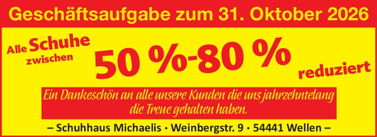Gesschäftsaufgabe zum 31.10. 