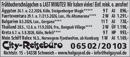 Frühbucher Schnäppchen 