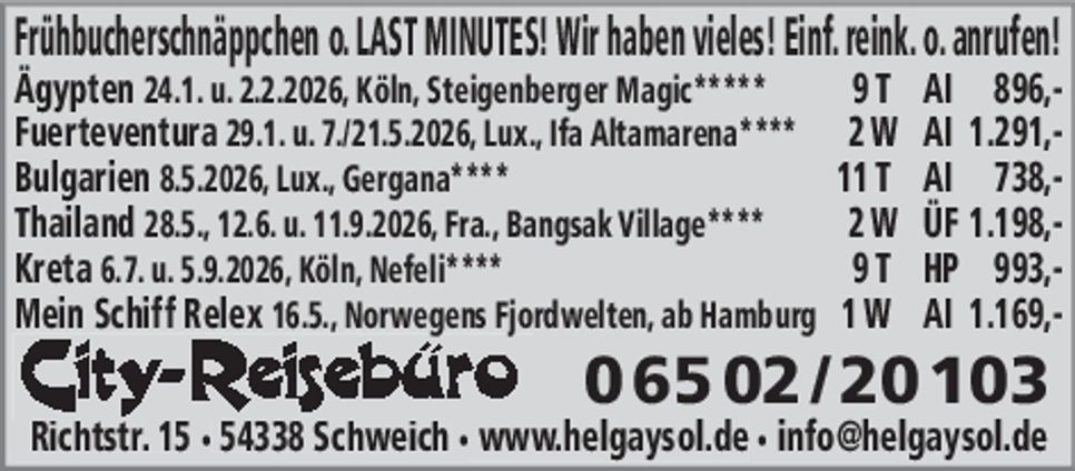 Frühbucher Schnäppchen 