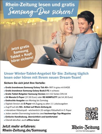 RZ lesen und gratis Samsung-Duo sichern