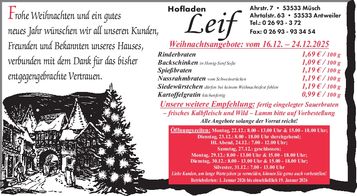 Weihnachtsgruss Hofladen Leif