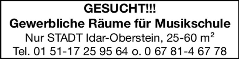 Gesucht GEWERBLICHE RÄUME