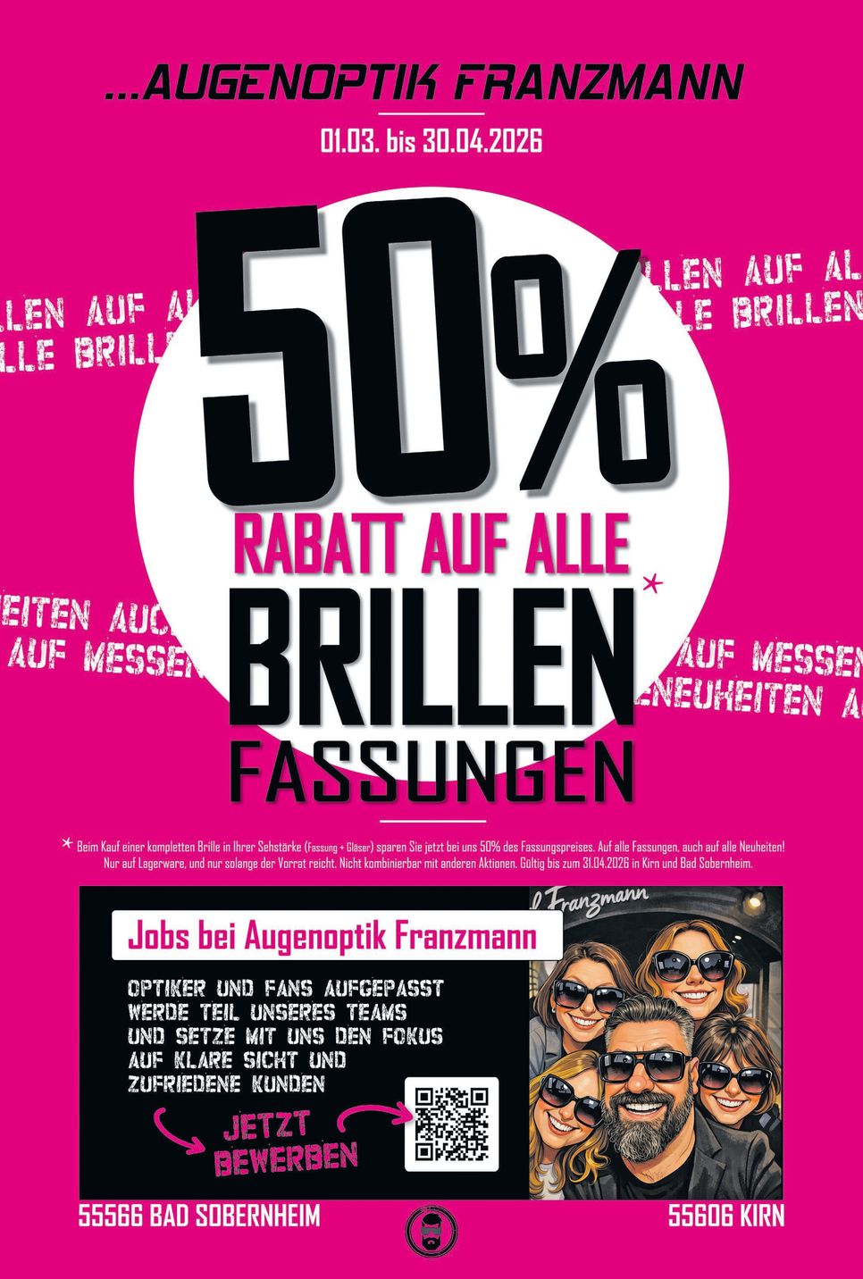 50% auf alle Brillenfassungen