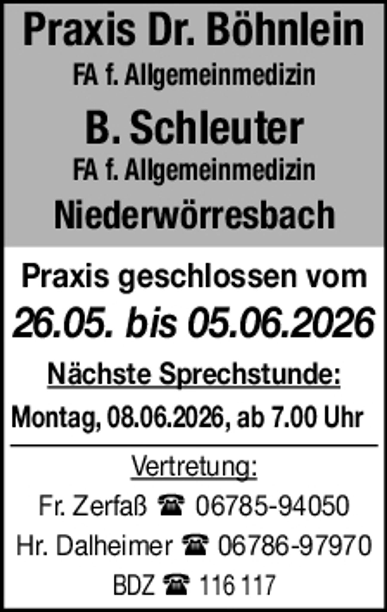 Praxis geschlossen