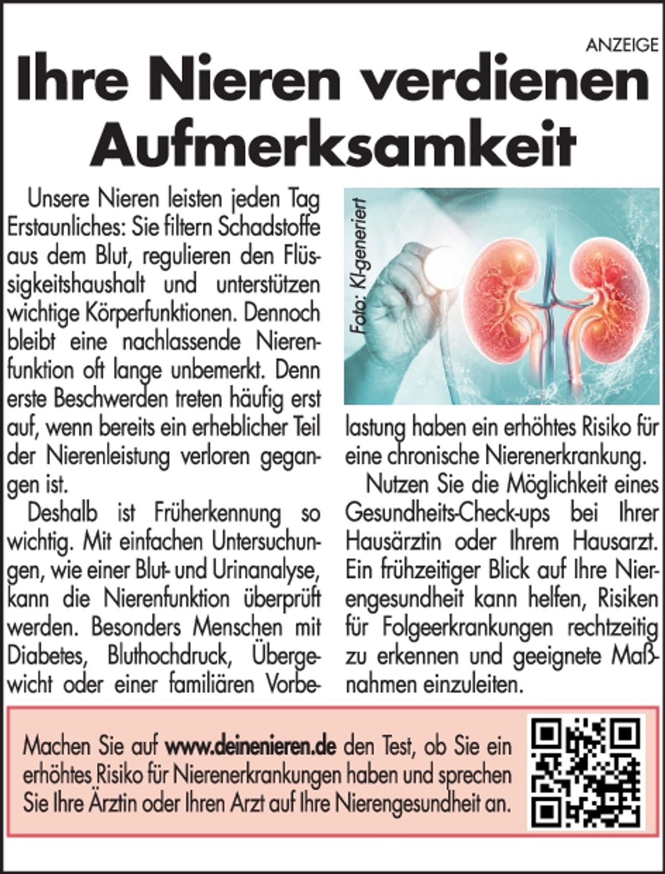Ihre Nieren verdienen Aufmerksamkeit