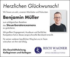 Gratulationsanzeige Benjamin Müller