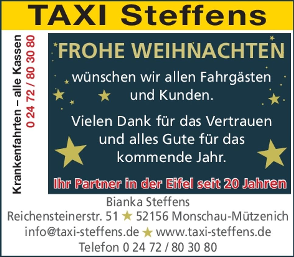 Weihnachtsgruß Taxi Steffens