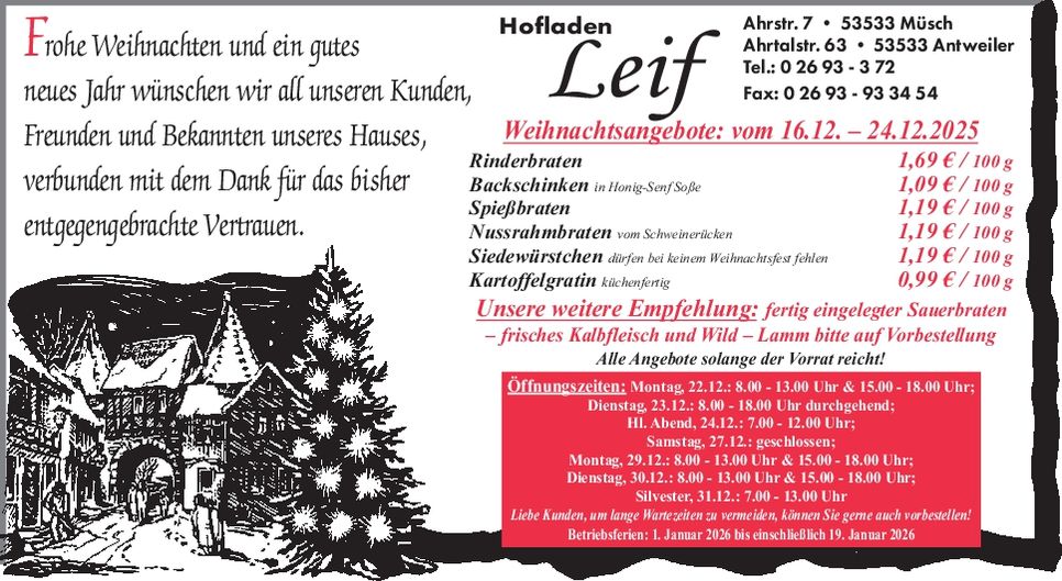 Weihnachtsgruss Hofladen Leif